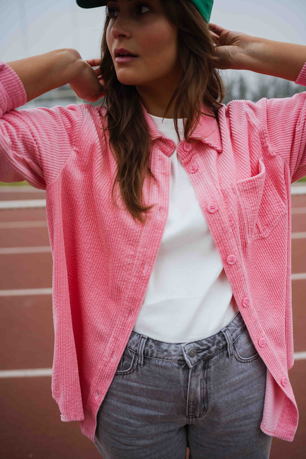 Aurelie overshirt - pink corduroy