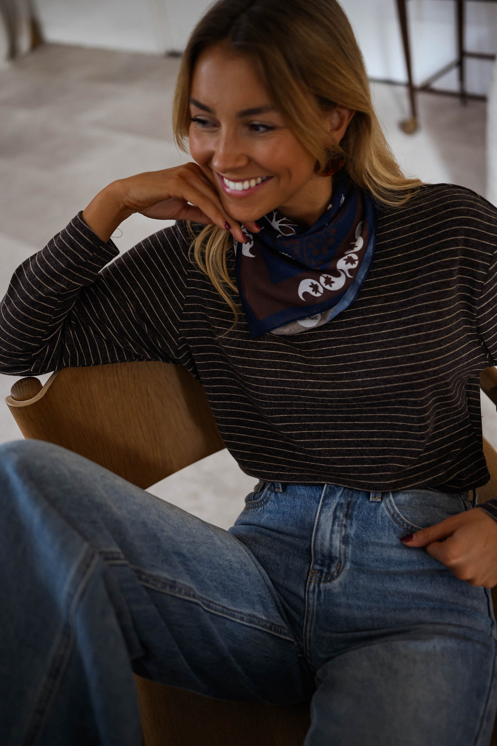 T-shirt Bonnie - brun à lignes