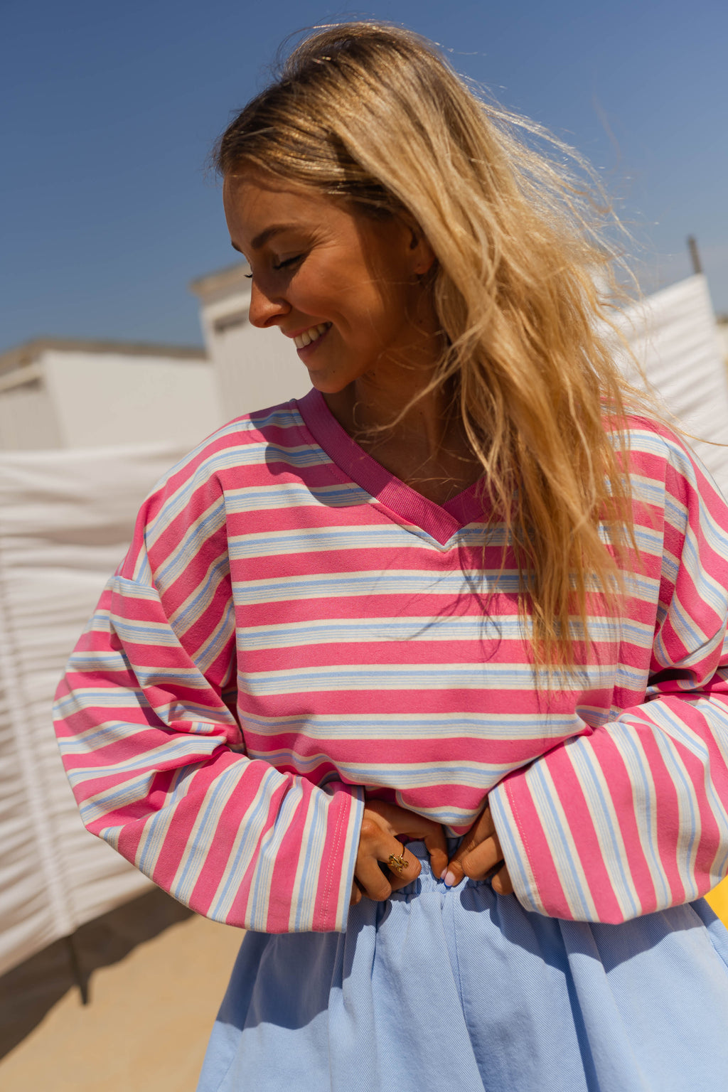 T-shirt Dorota - rose et bleu