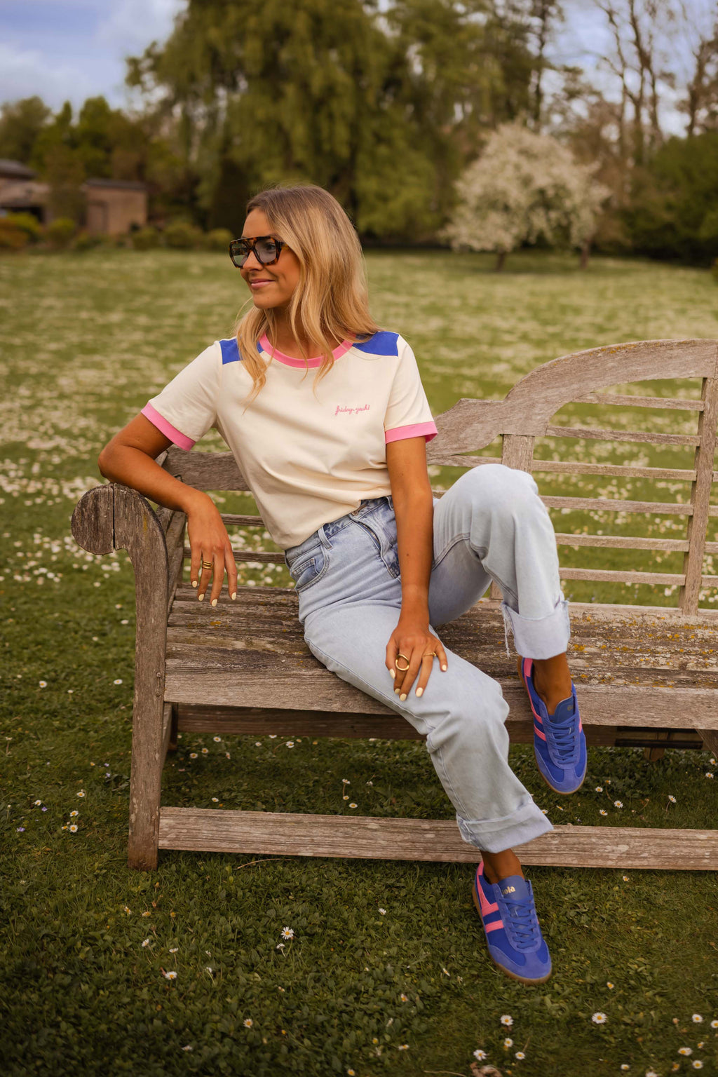 Nicki t-shirt - rose & blue