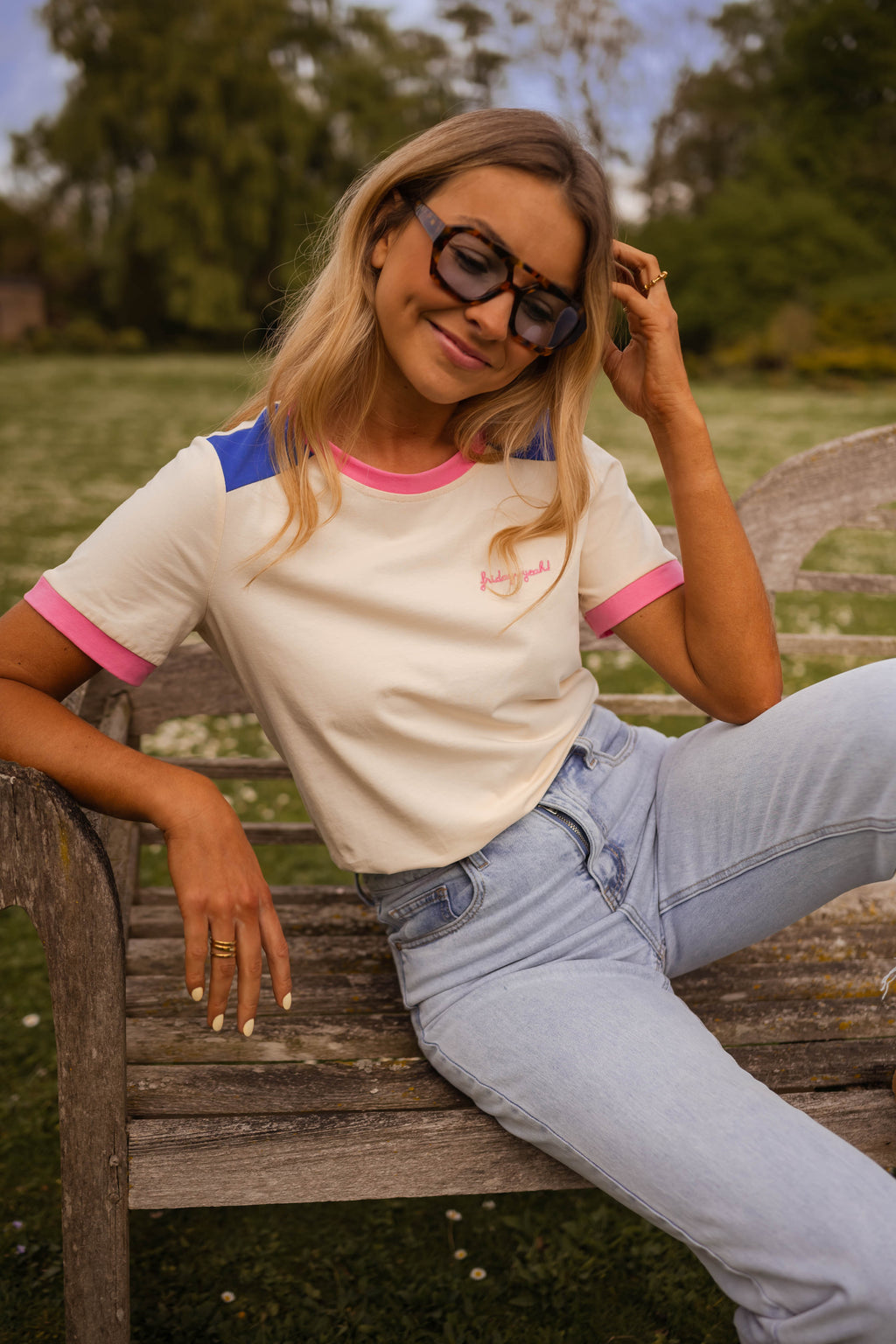 Nicki t-shirt - rose & blue