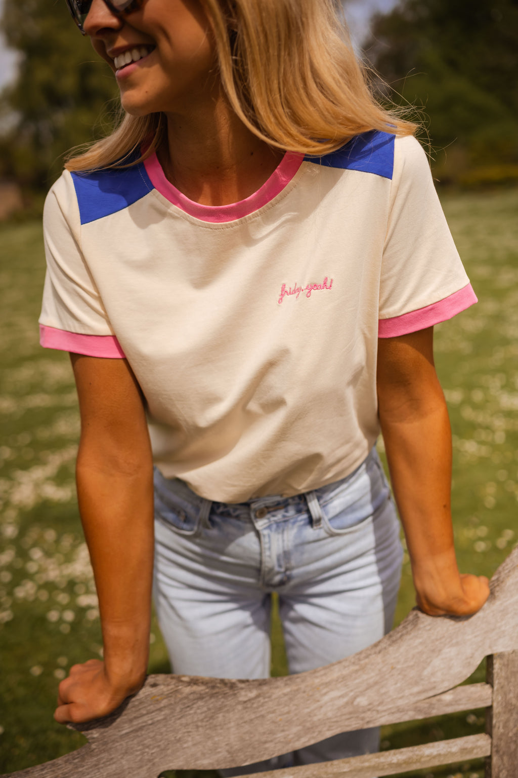 Nicki t-shirt - rose & blue