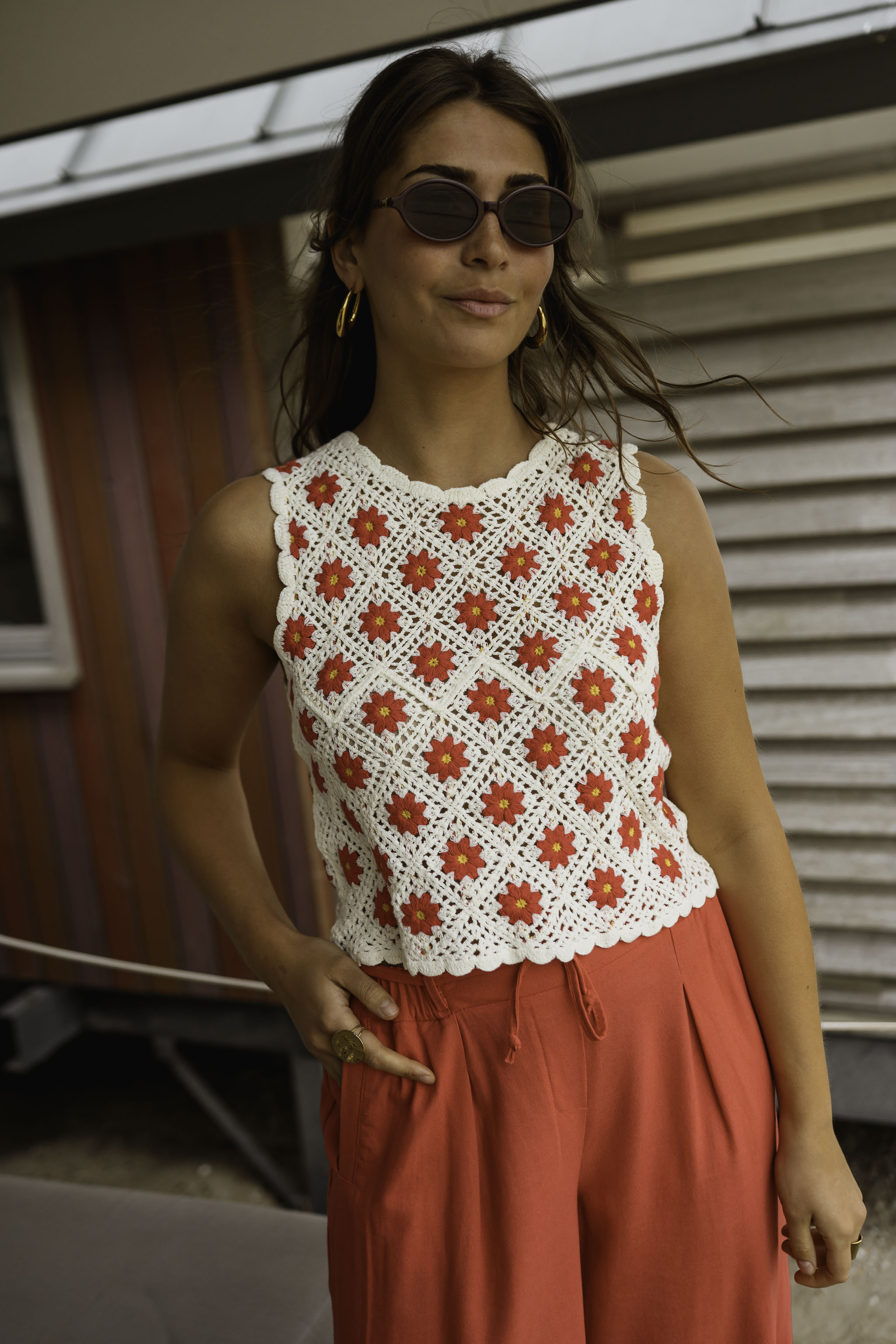 Top Marcella - Ecru & Rouge En Crochet – Easy Clothes