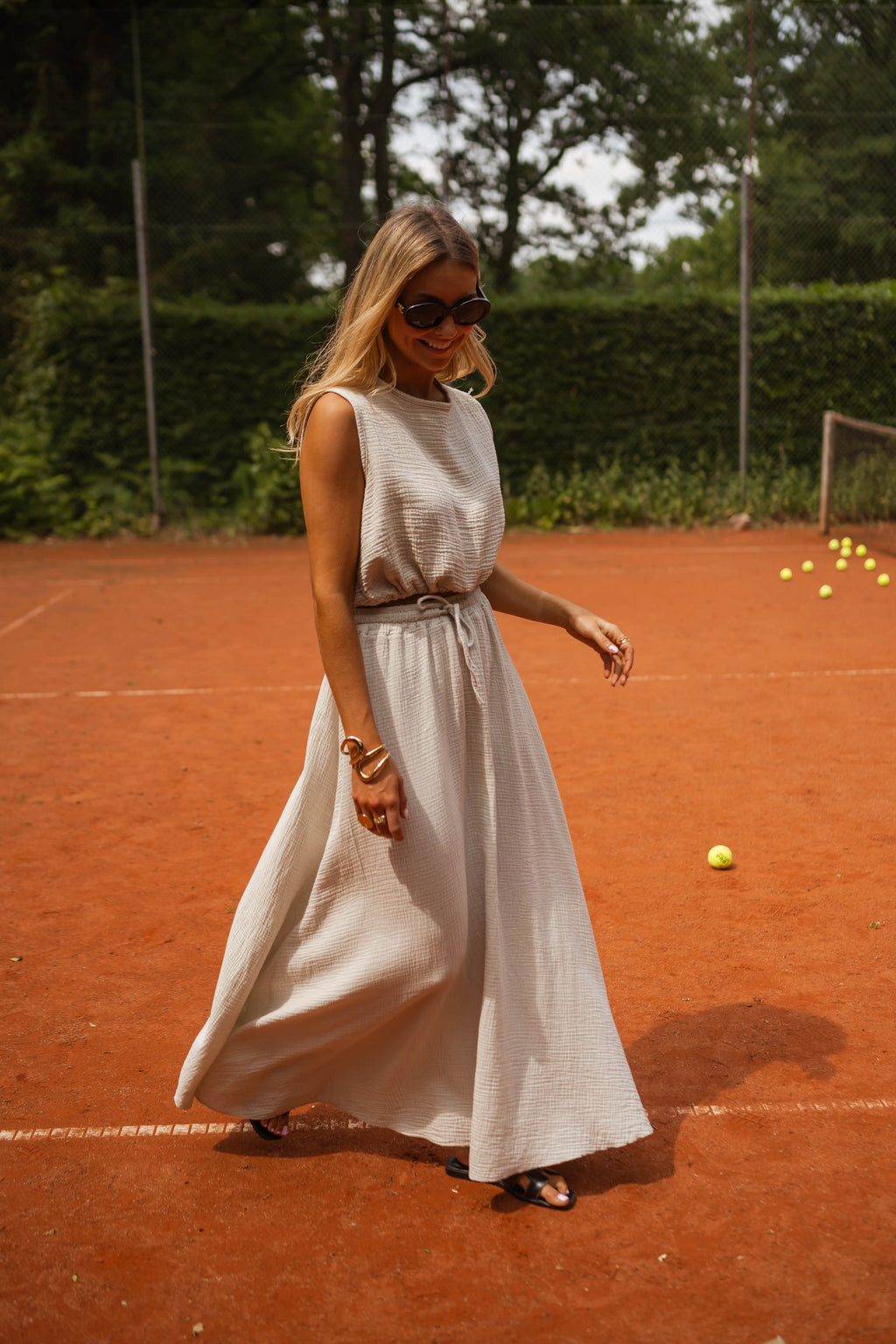 Top Salma - beige en gaze de coton