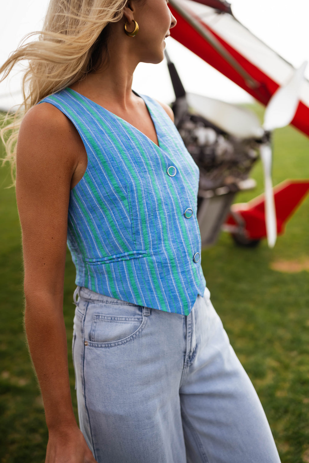 Tako top - green & blue