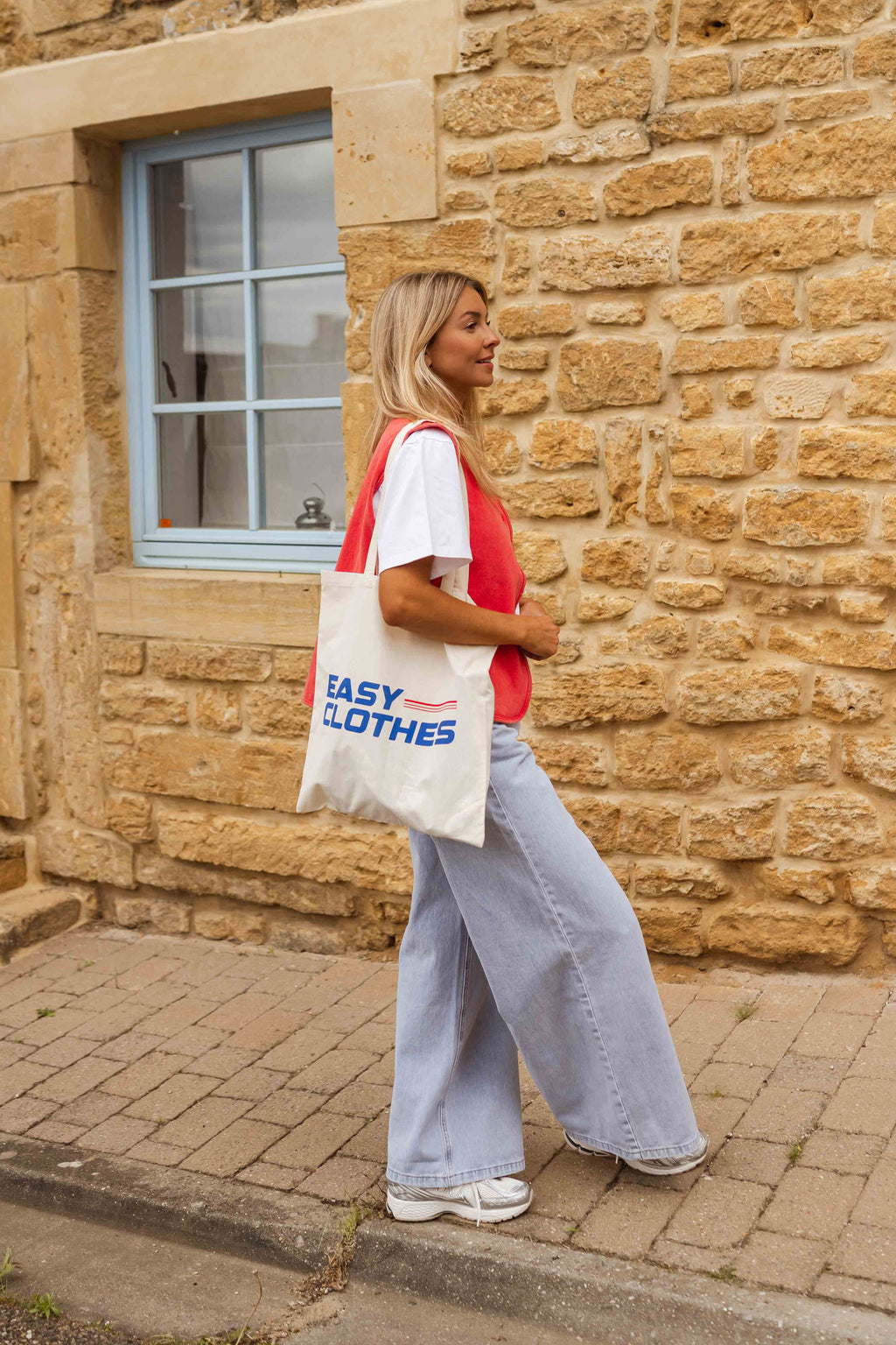 Tote bag EASY CLOTHES - bleu et rouge