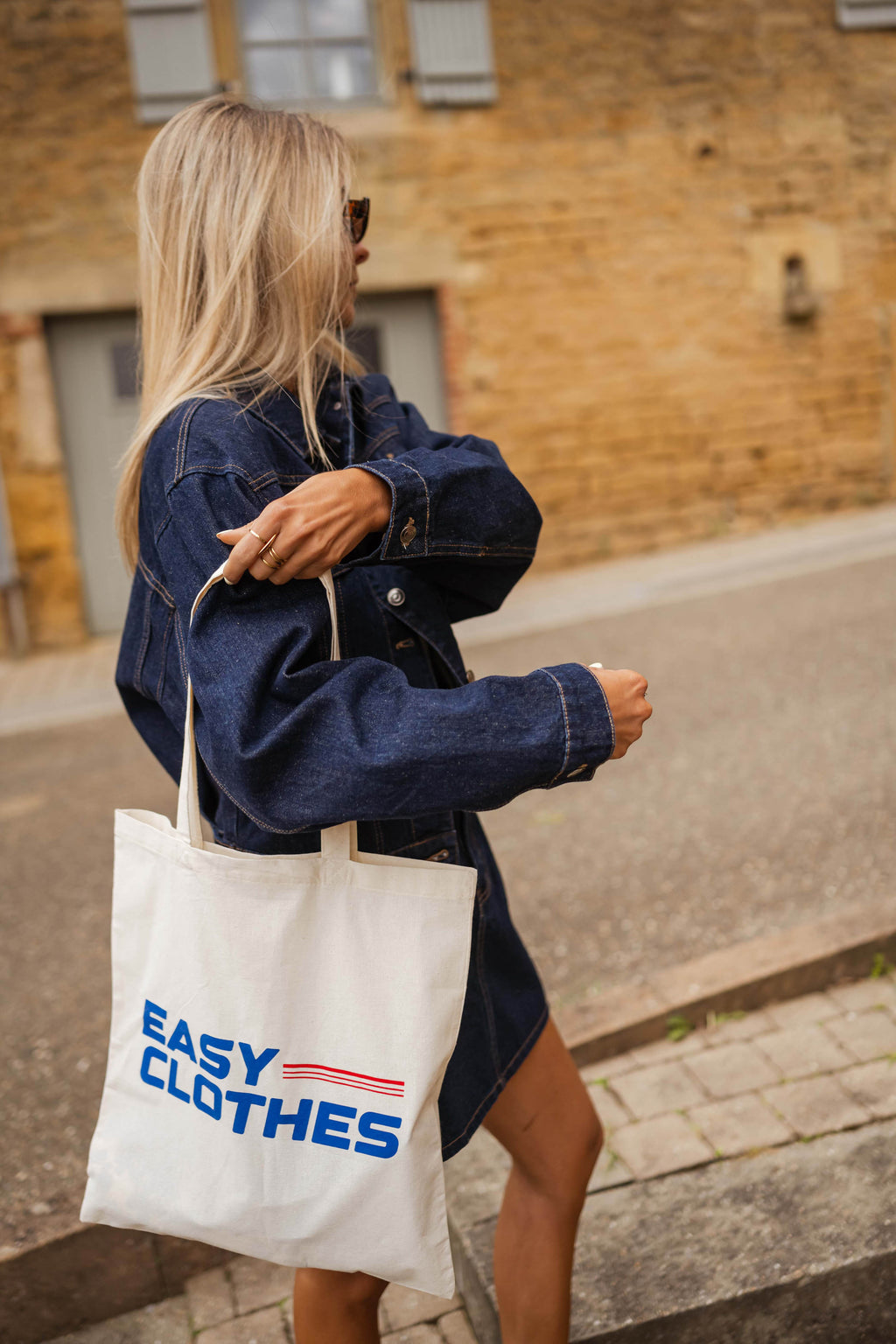 Tote bag EASY CLOTHES - bleu et rouge