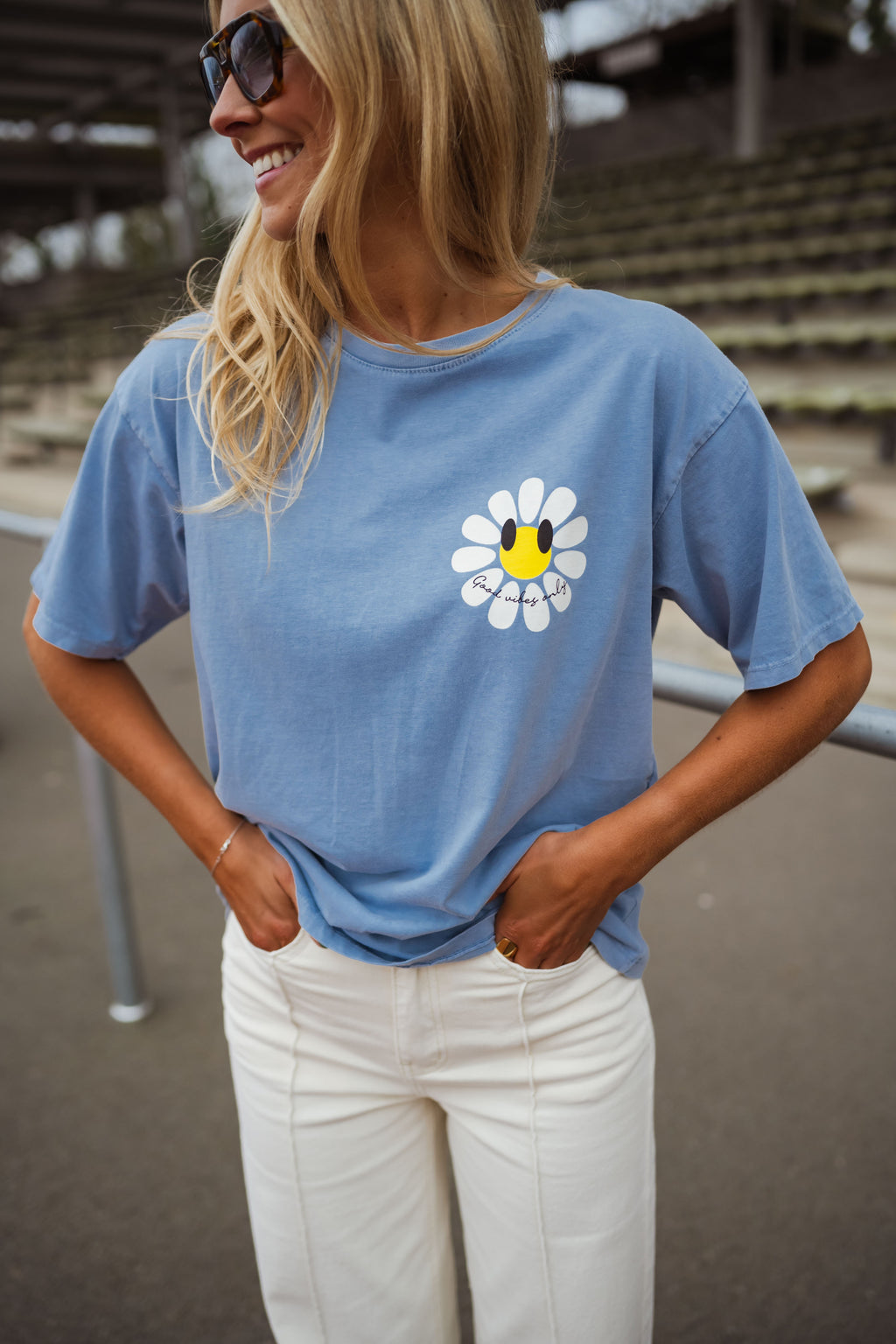 T-shirt Marguerite - bleu ciel