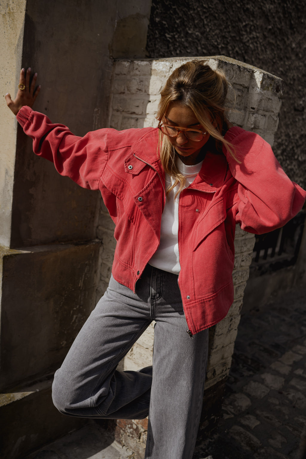 Veste Justine - Rouge - Col À Revers – Easy Clothes