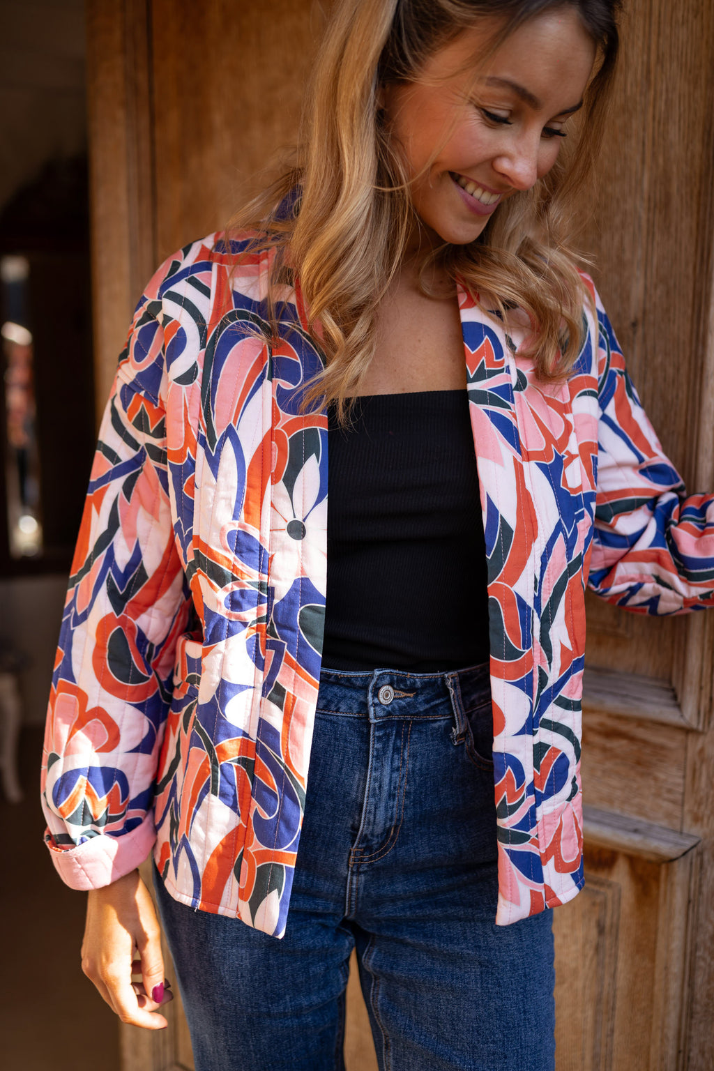 Thia jacket - orange and blue