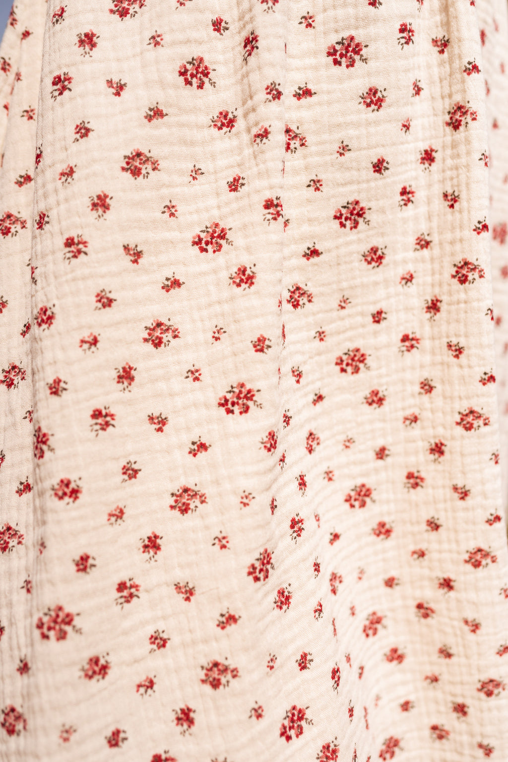 Robe Adriane - écrue à fleurs rouges