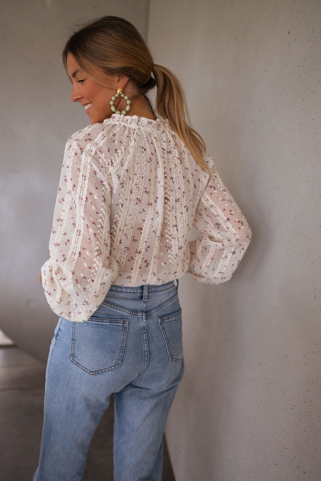 Blouse Aiden - écrue à motifs