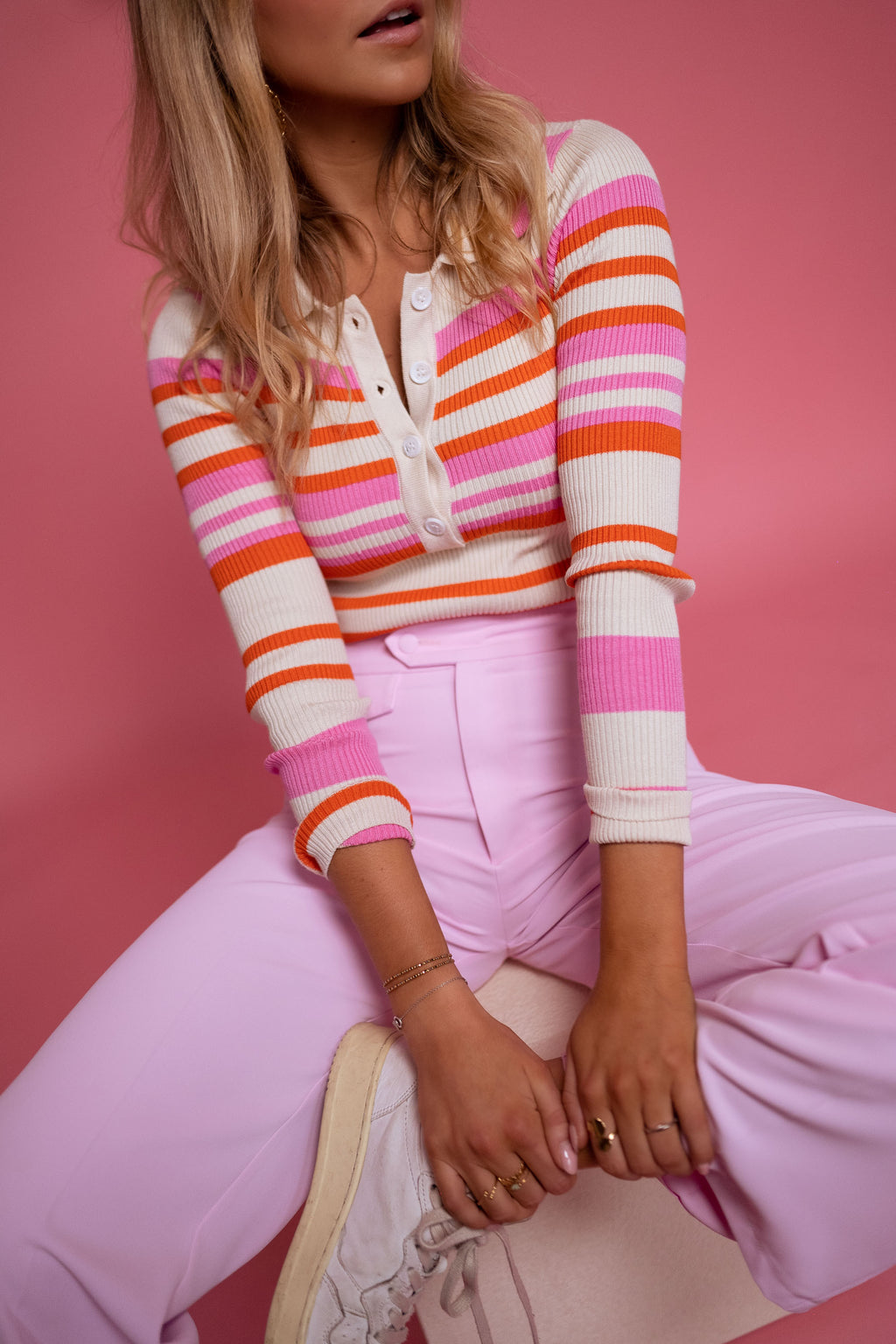 Bodysuit Alina Lined - Pink, orange and ecru