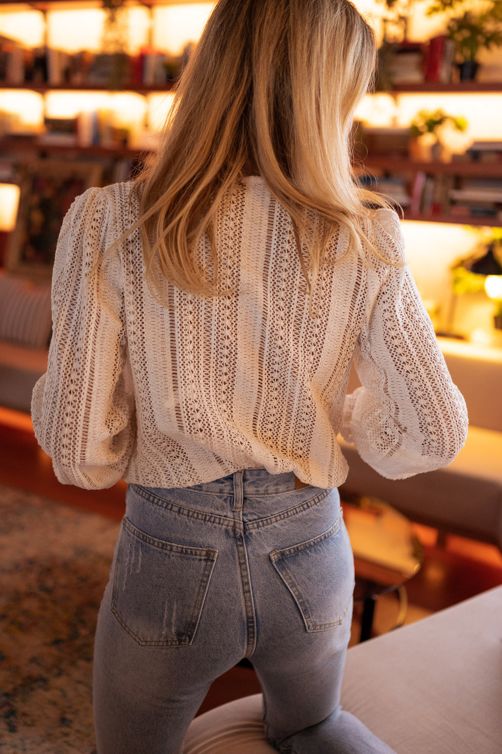 Arlyne blouse - ecru in crochet