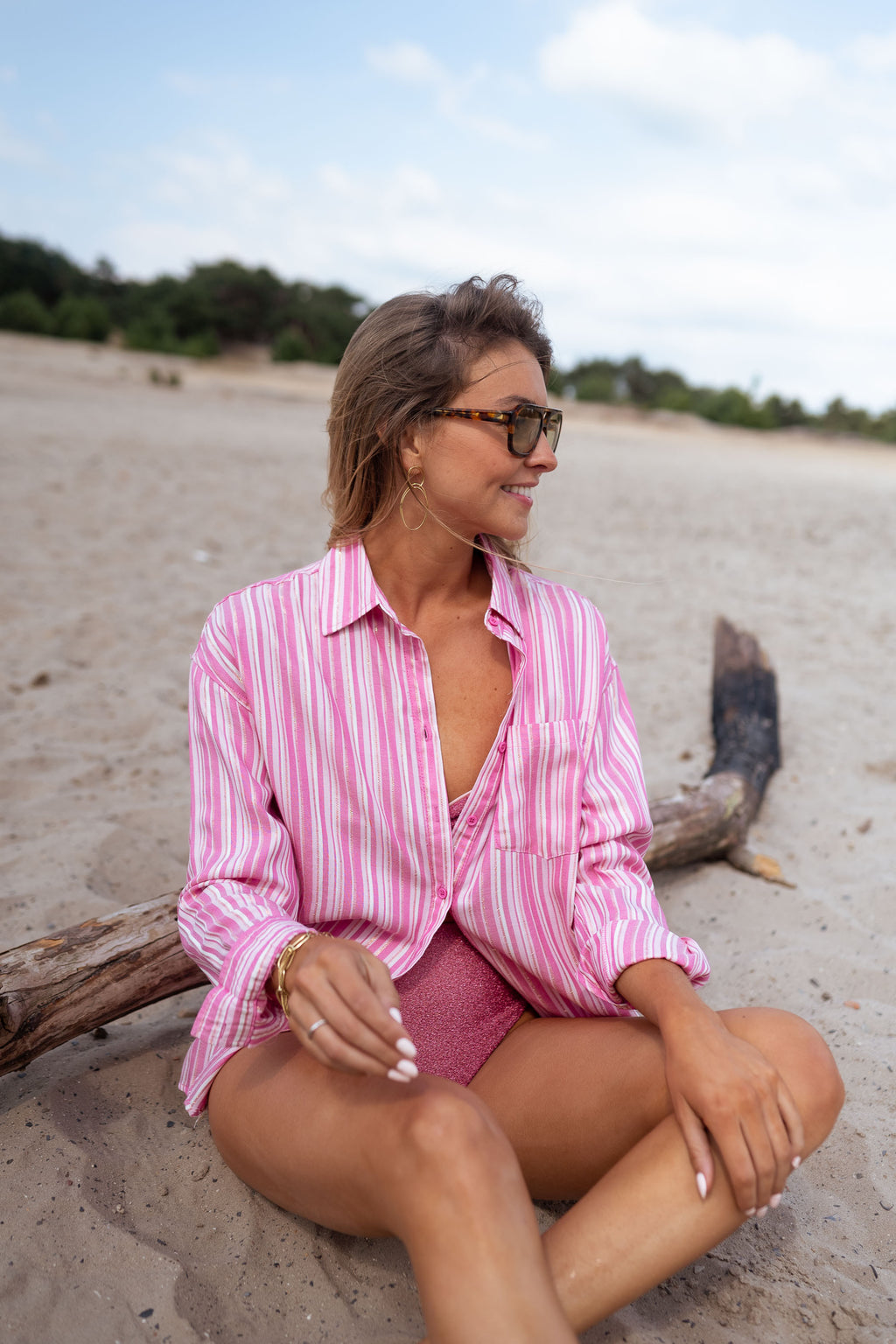 Shirt Arsen - pink with lines 