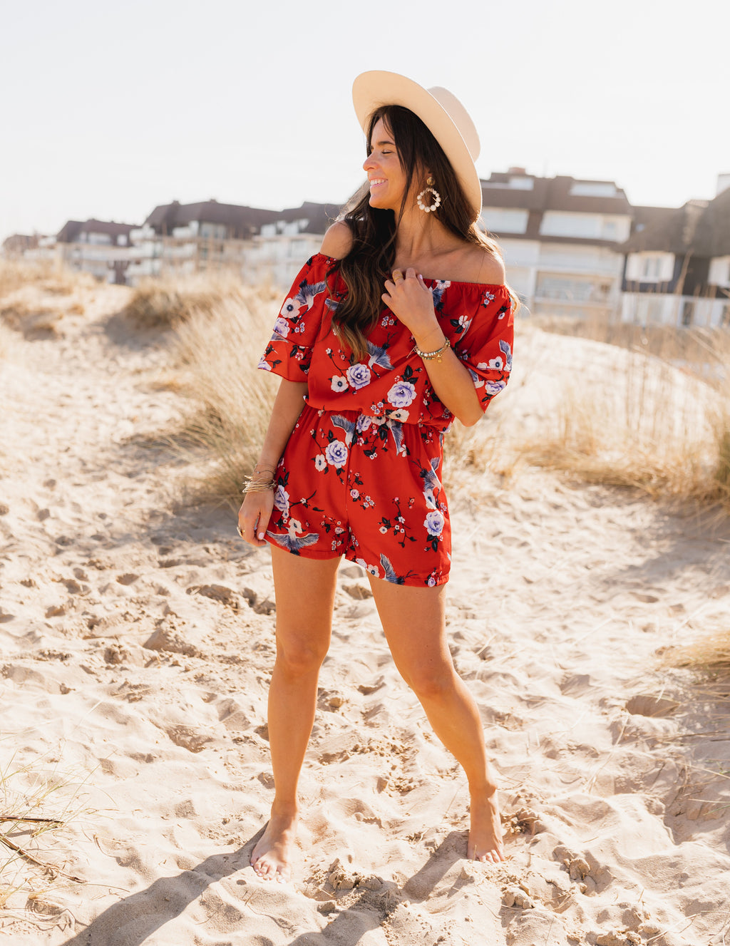 playsuit Astrid - red patterned