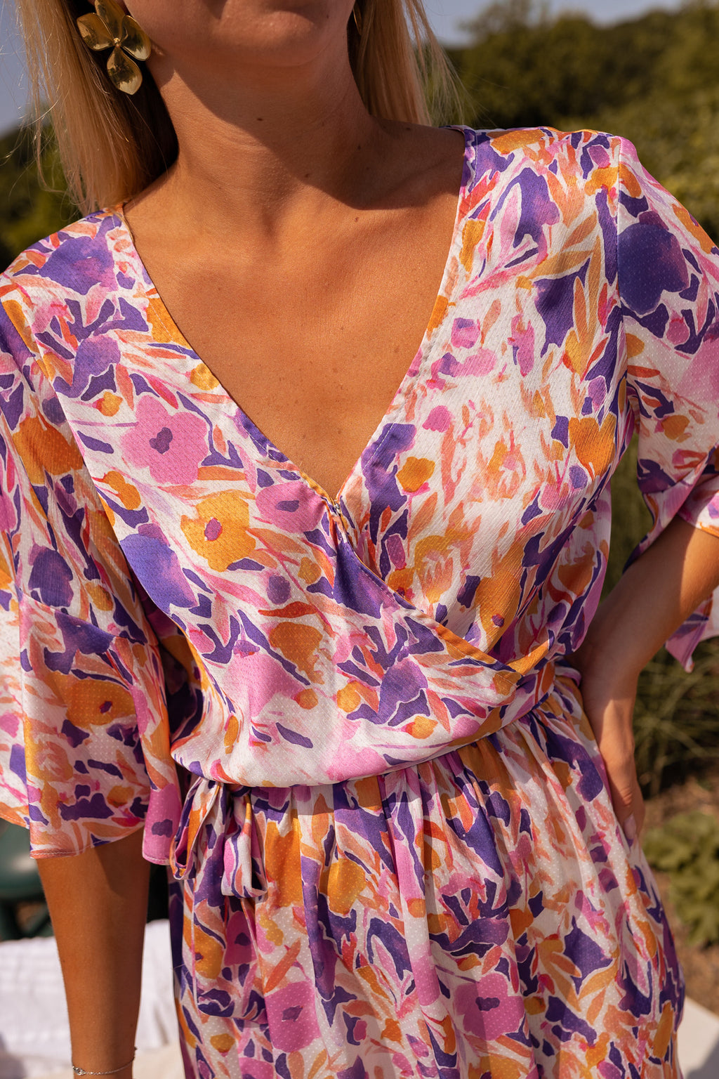 Combishort Basma - Purple with flowers