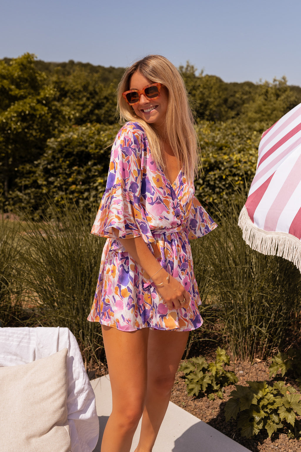 Combishort Basma - Purple with flowers