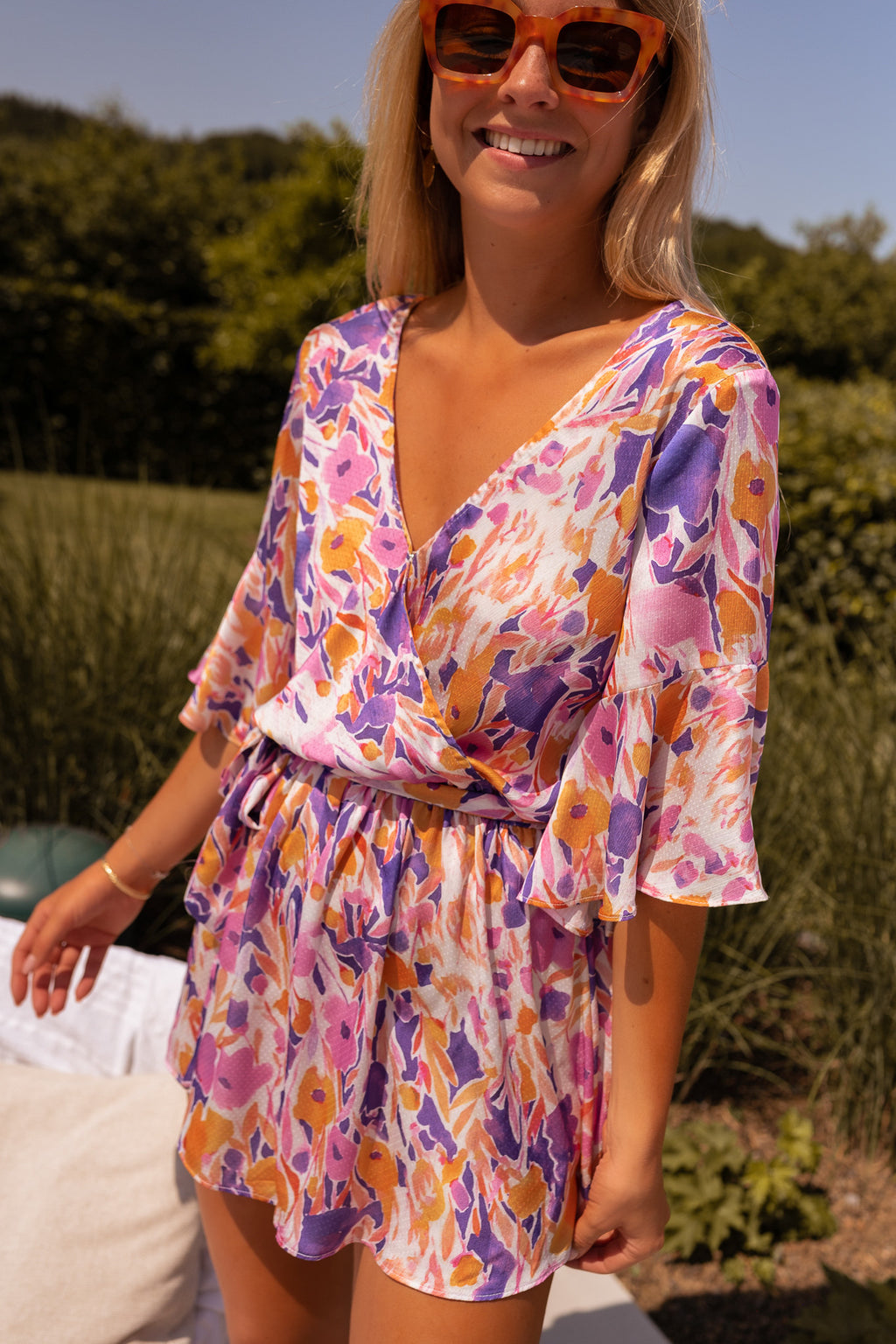 Combishort Basma - Purple with flowers