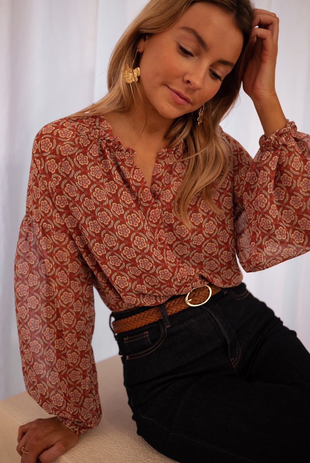 Audine blouse - brick patterned