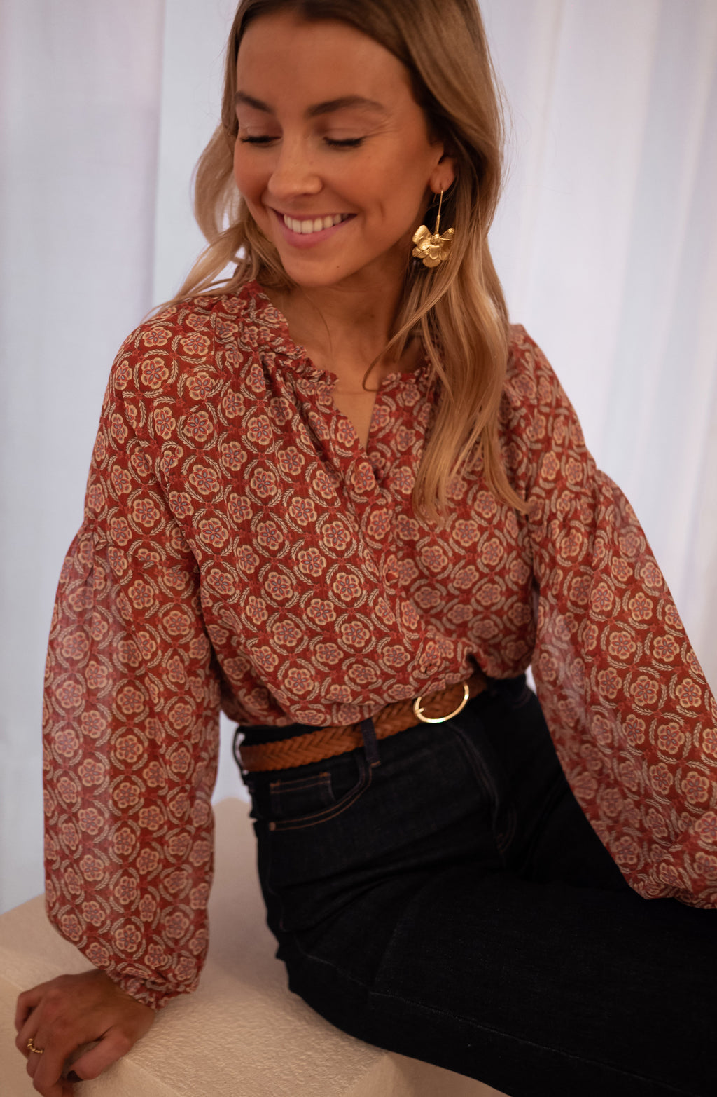 Audine blouse - brick patterned