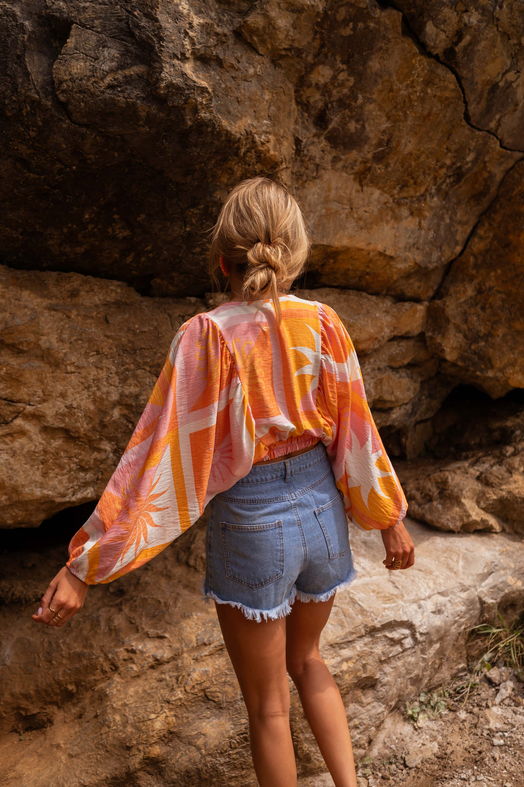 Charline blouse - orange with patterns