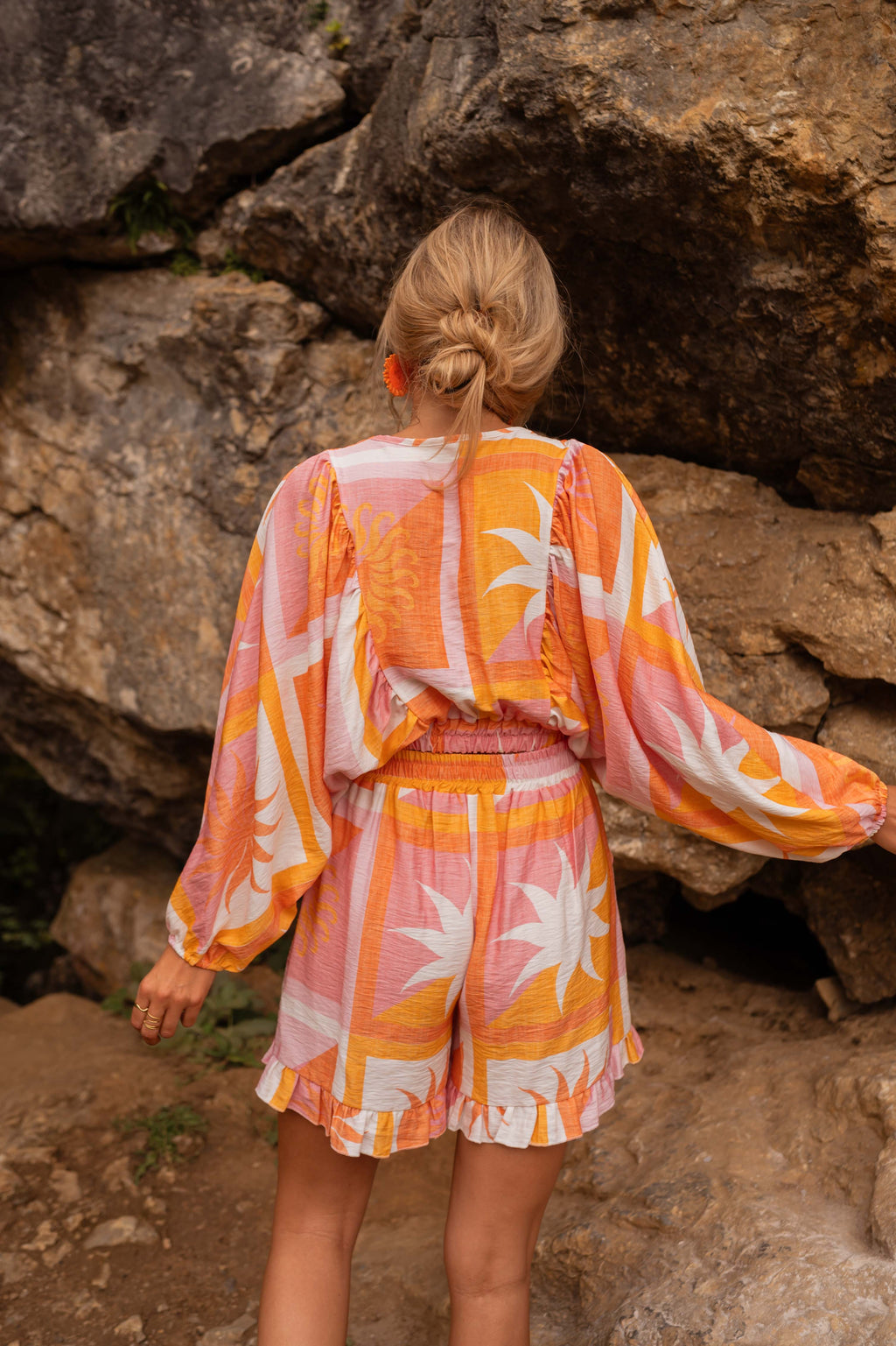 Charline blouse - orange with patterns