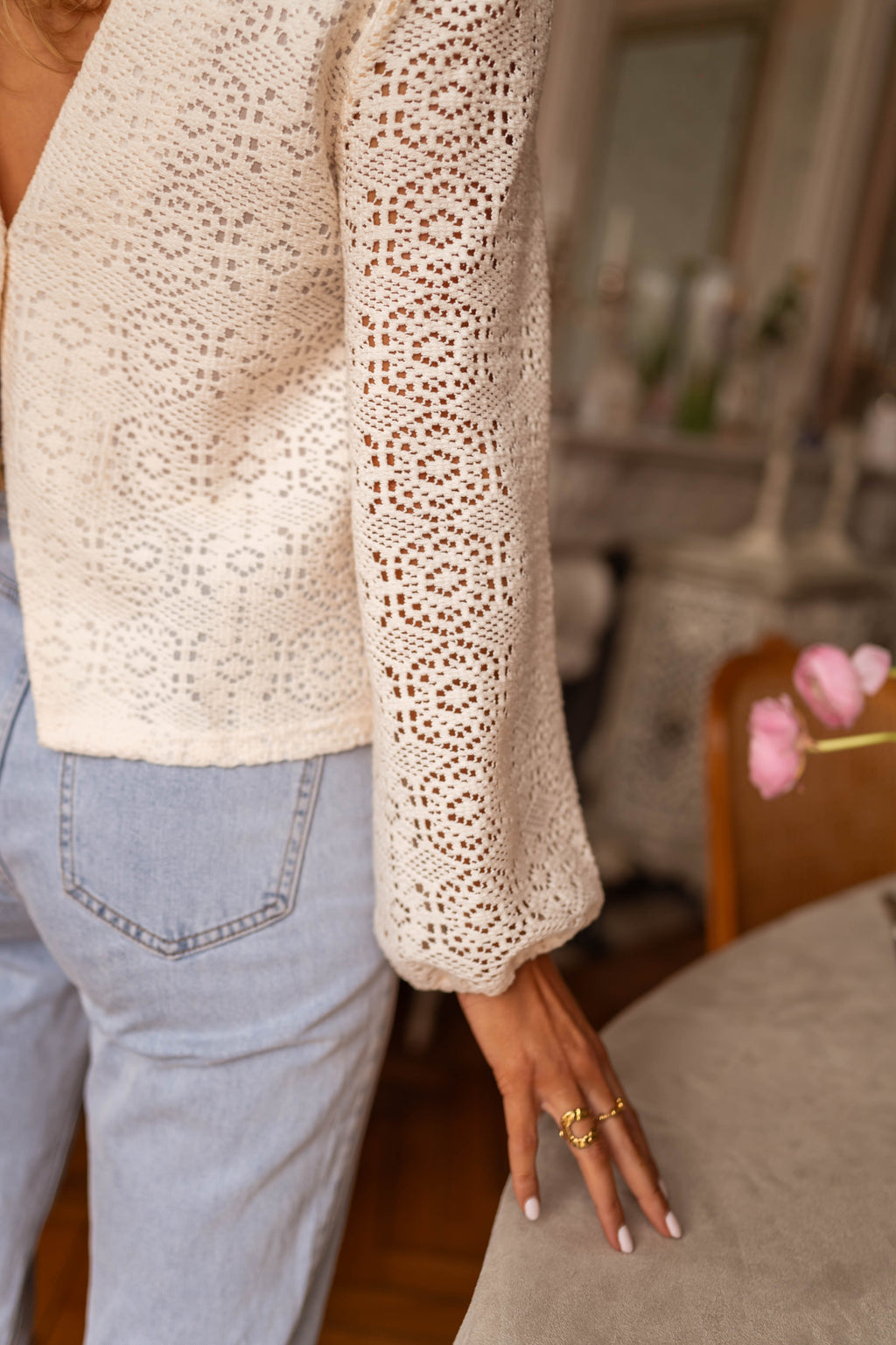 Blouse Cloud - écrue à dentelle