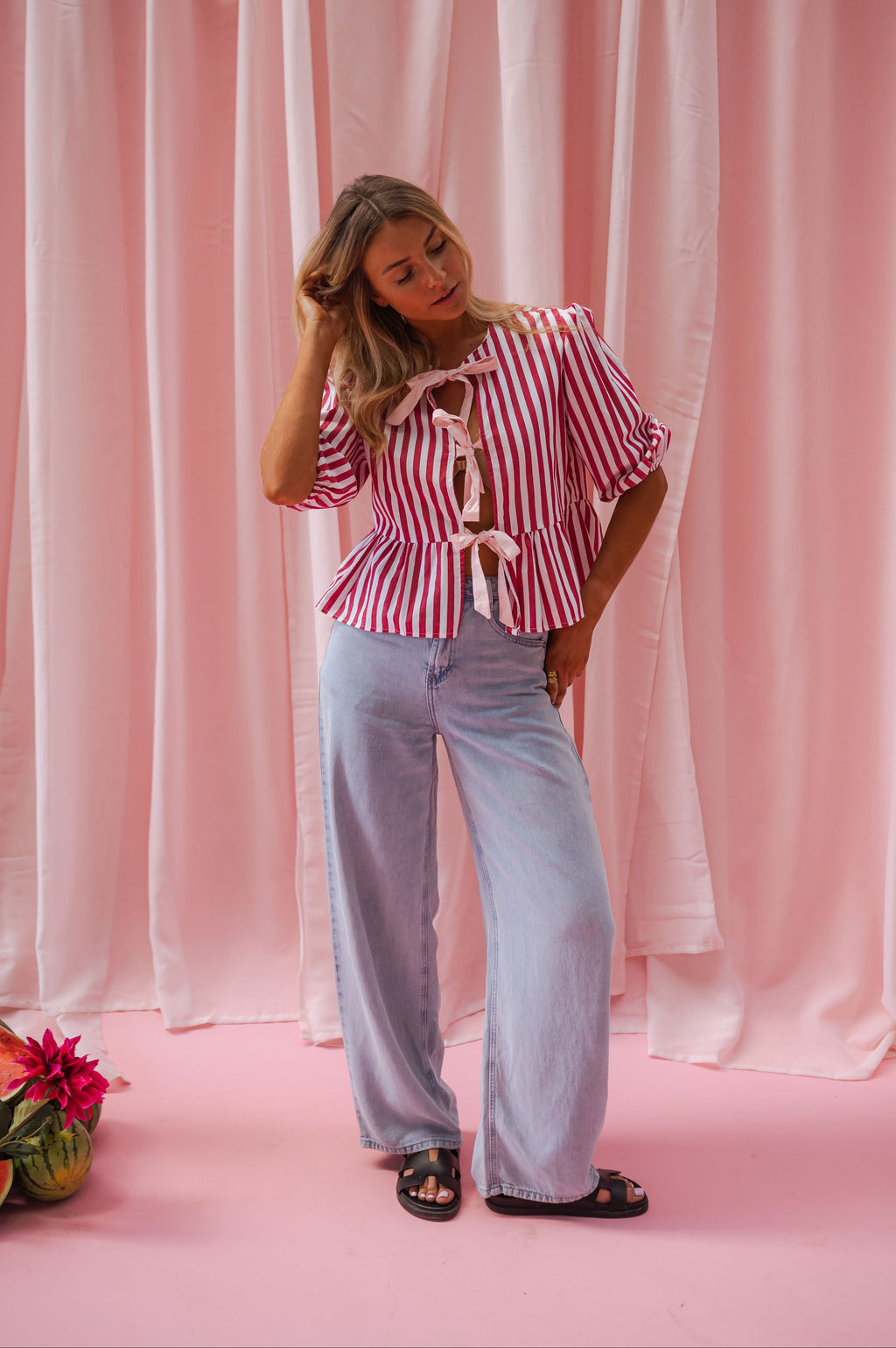 Blouse Gillie - rouge à lignes