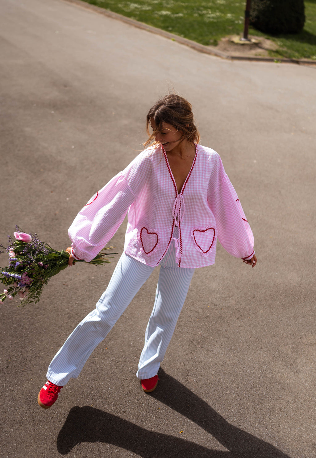 Harper blouse - pink gingham