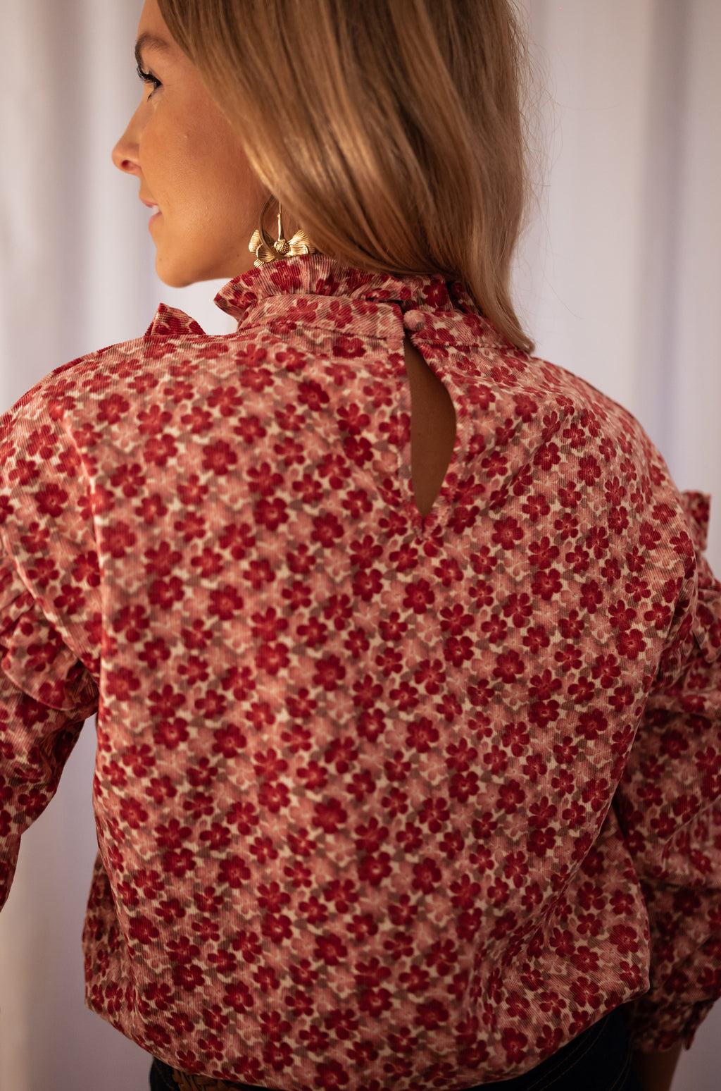 Joyca blouse - Pink with flowers