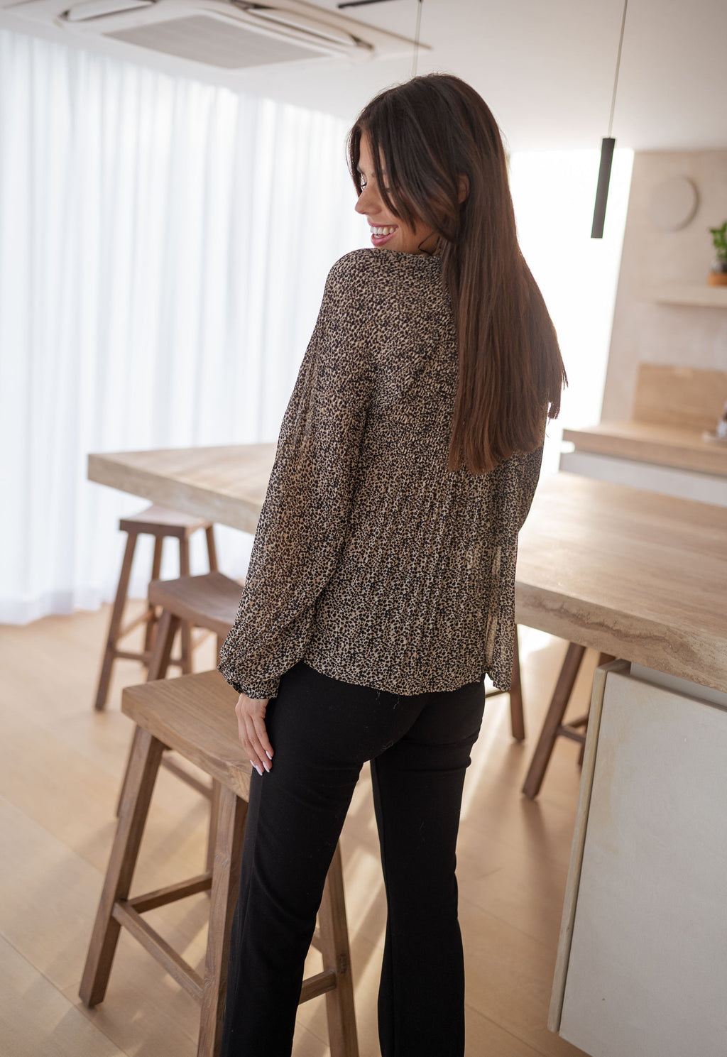 Malorie blouse with polka dots - Taupe