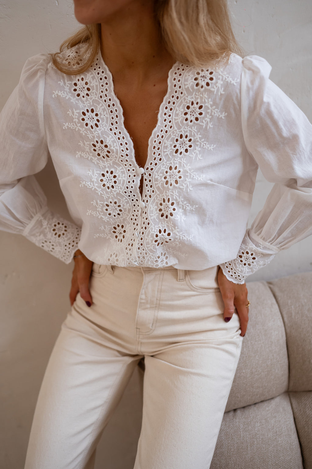 Blouse Ruby - écrue à broderie