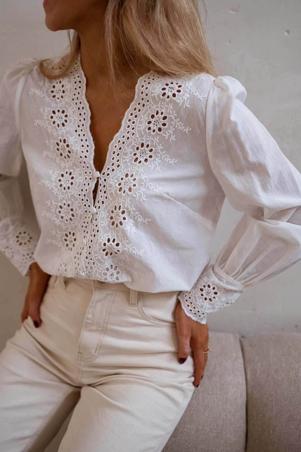 Blouse Ruby - écrue à broderie