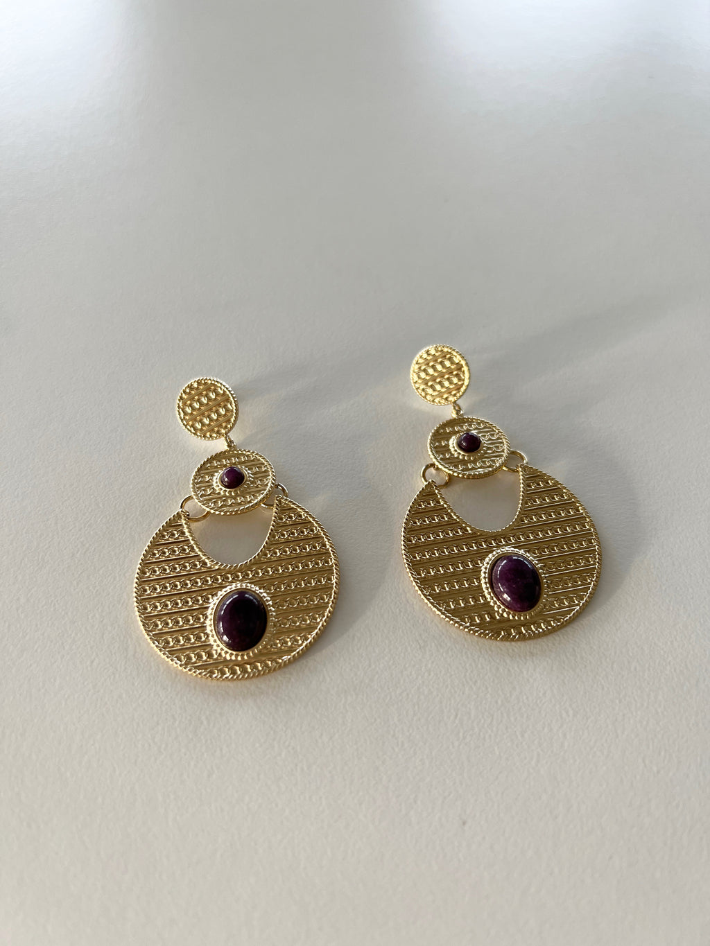 Boucles d’oreilles Rahia - dorées et mauves