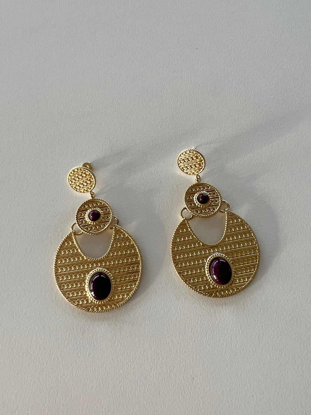 Boucles d’oreilles Rahia - dorées et mauves