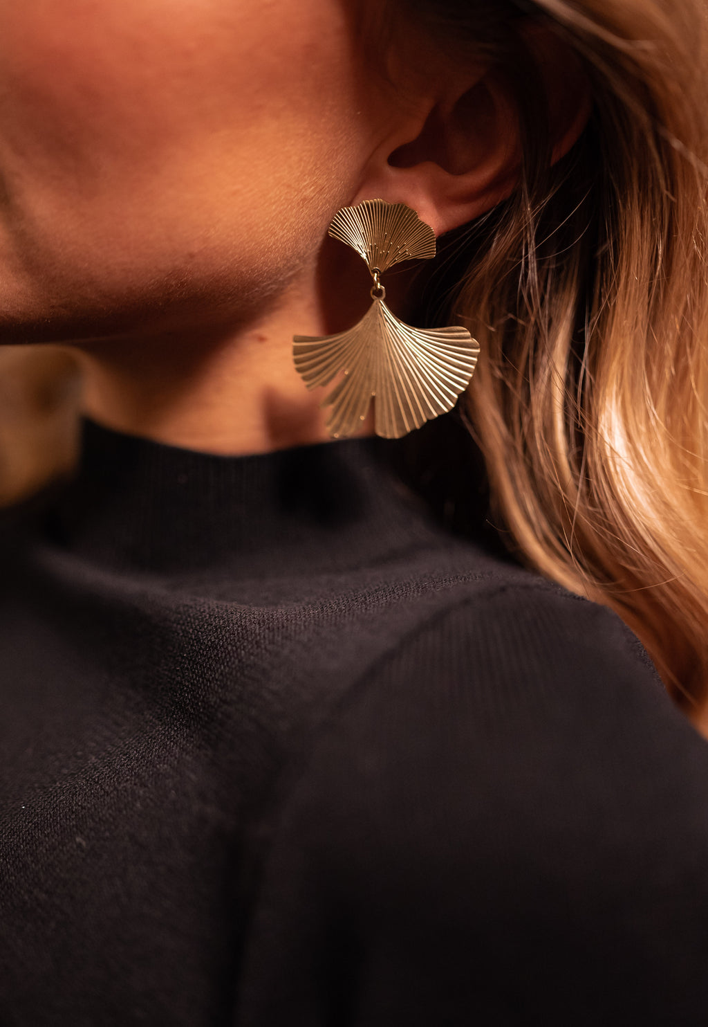 Ayla earrings with clips - Golden