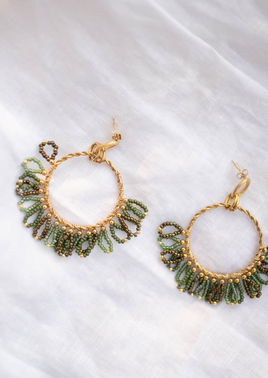 Brien earrings - green and Golden
