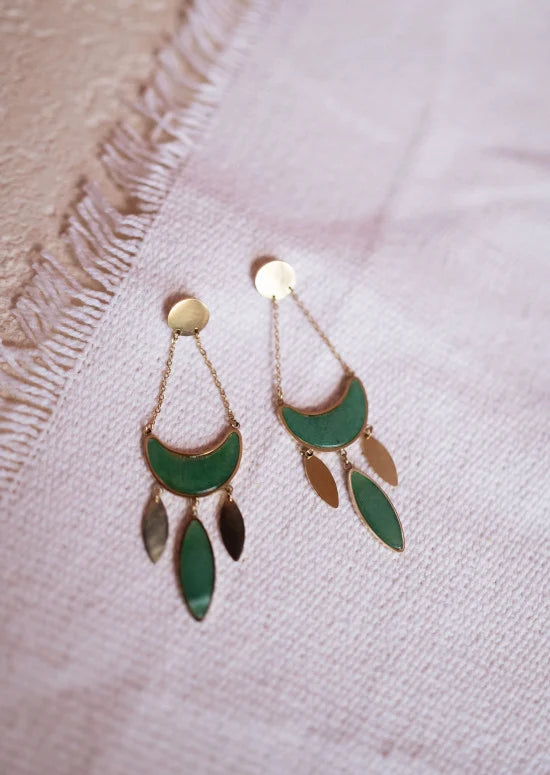 Briz earrings - Golden and green