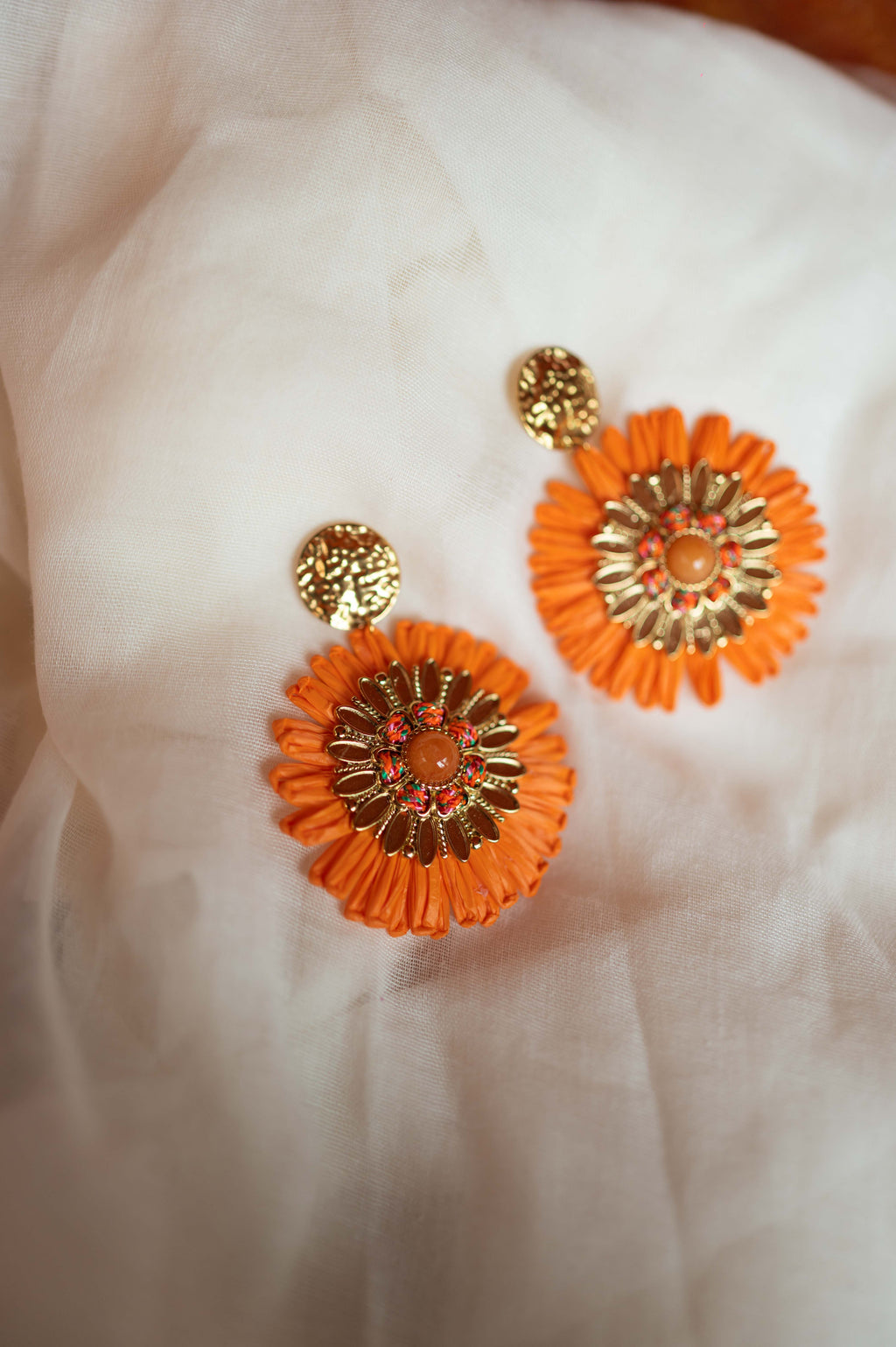 Aynu earrings - orange and golden