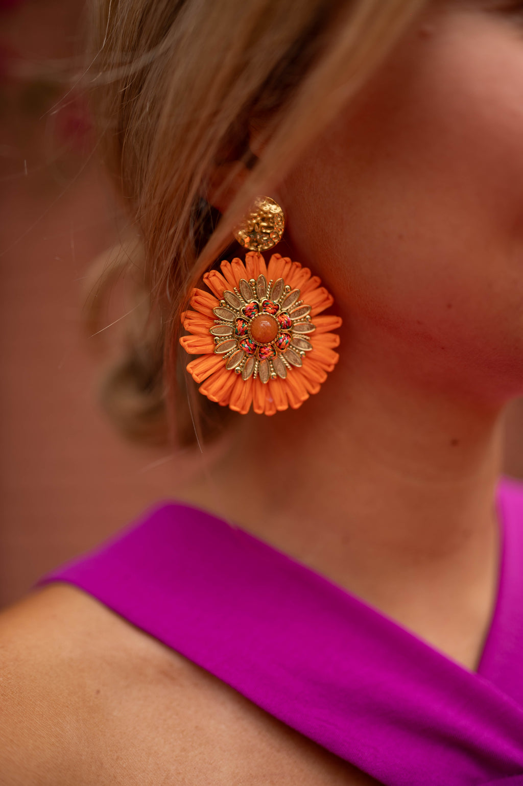 Boucles d’oreilles Aynu - oranges et dorées