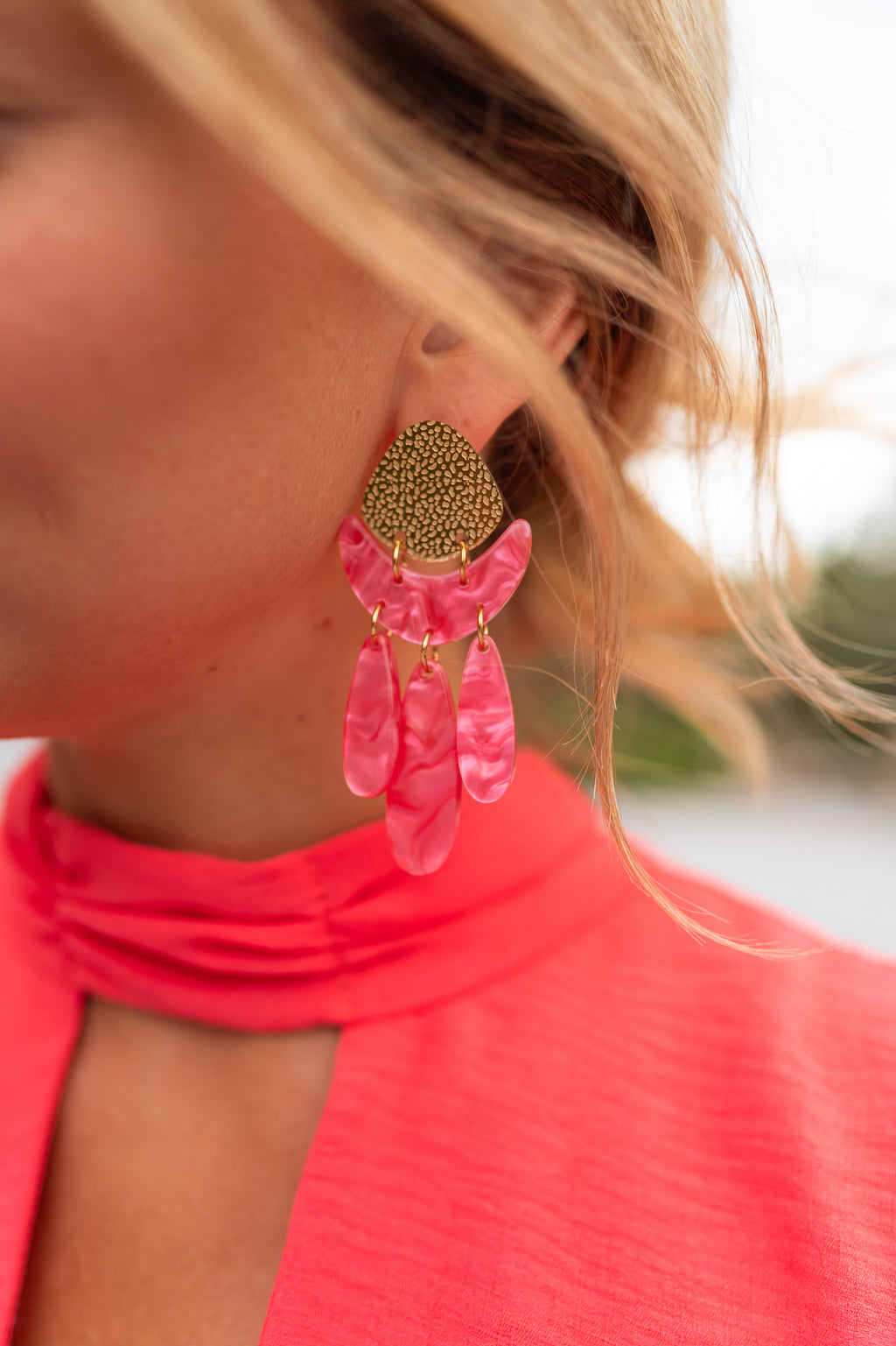 Dwayne earrings - pink and golden