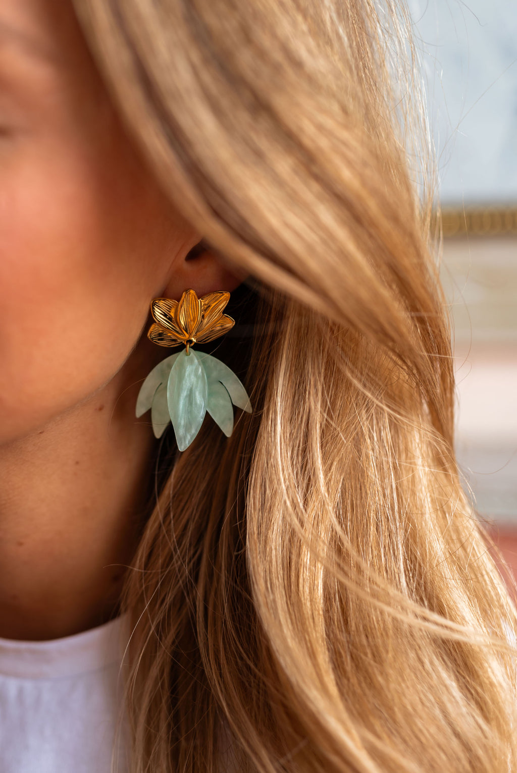 Willy earrings - sea green and golden