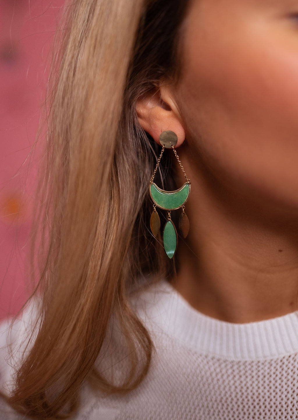 Earrings Briz - Golden and green 