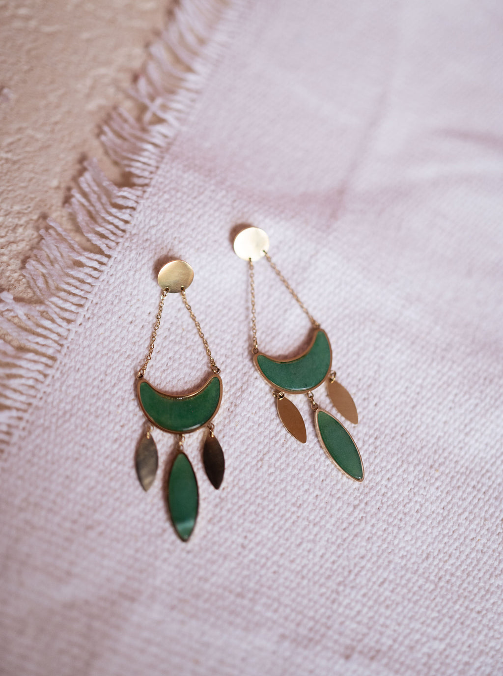 Earrings Briz - Golden and green 