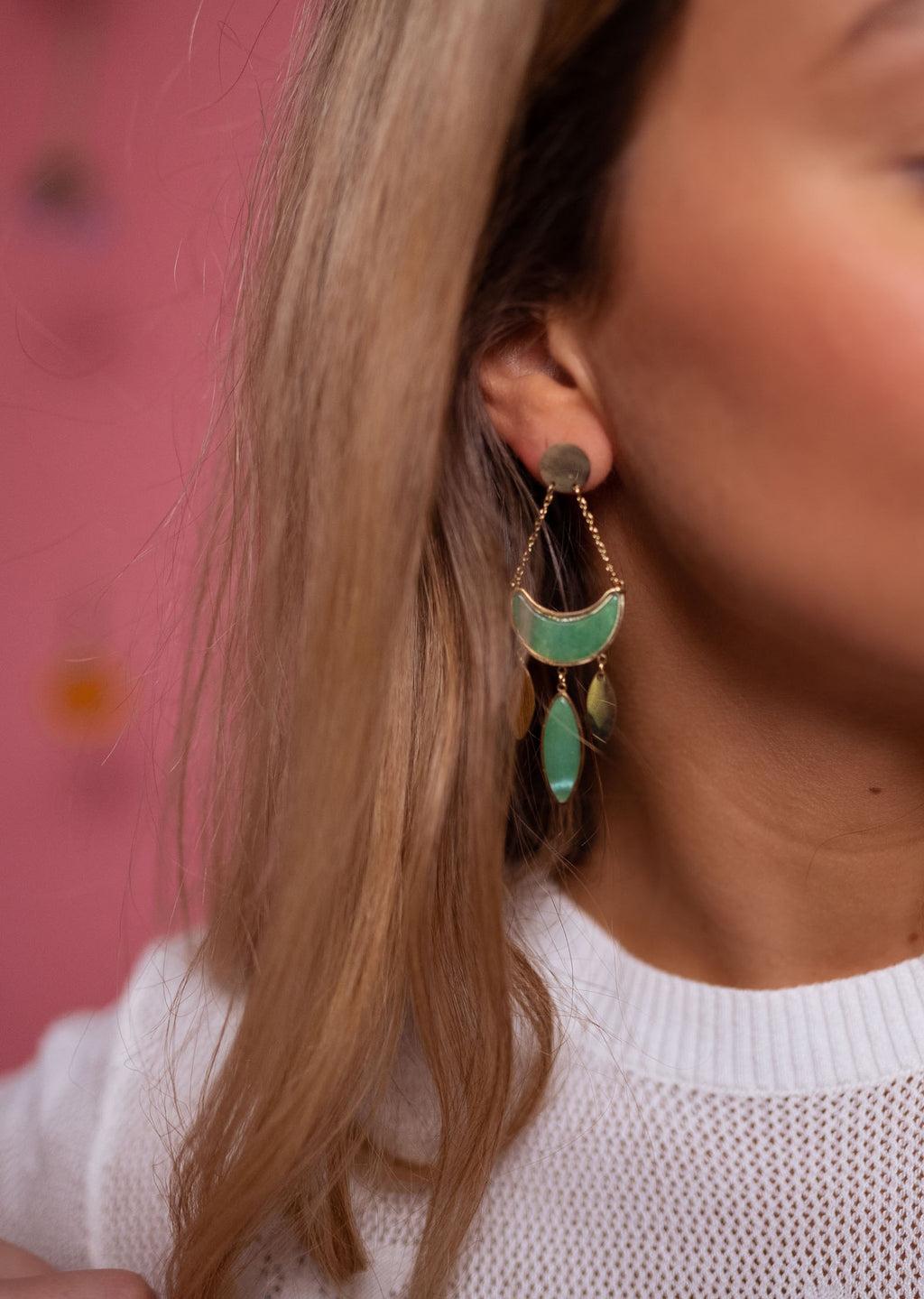 Earrings Briz - Golden and green 