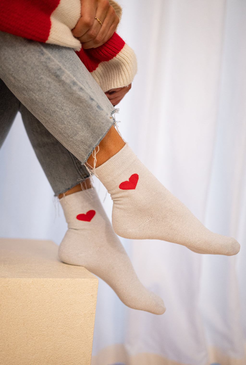 Silver Heart Socks