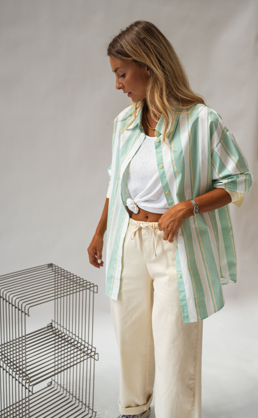 Chemise Nais - verte à lignes