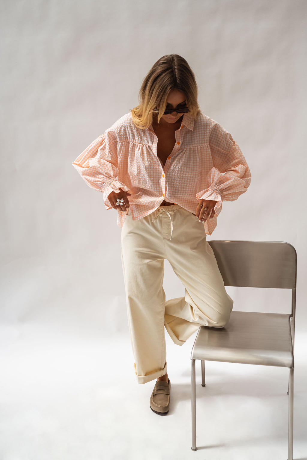 Chemise Siana - orange et écrue