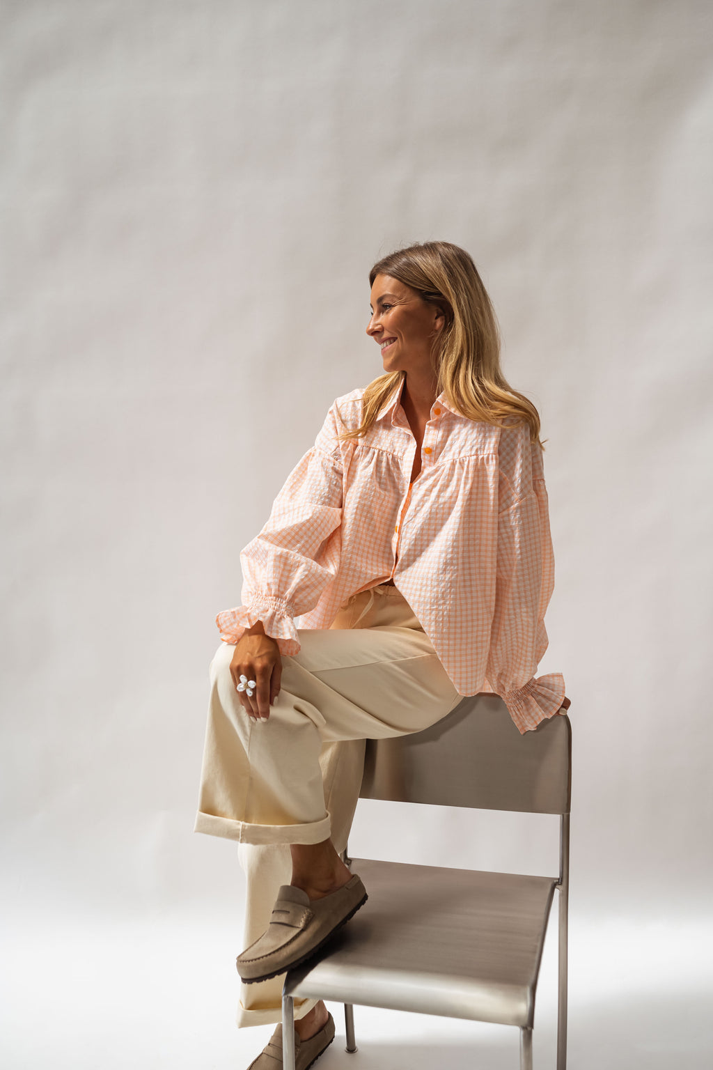 Chemise Siana - orange et écrue